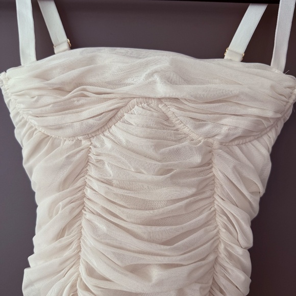 NWOT Aritzia Babaton Luxor Ruched Bustier Mesh Bodysuit - Picture 4 of 11